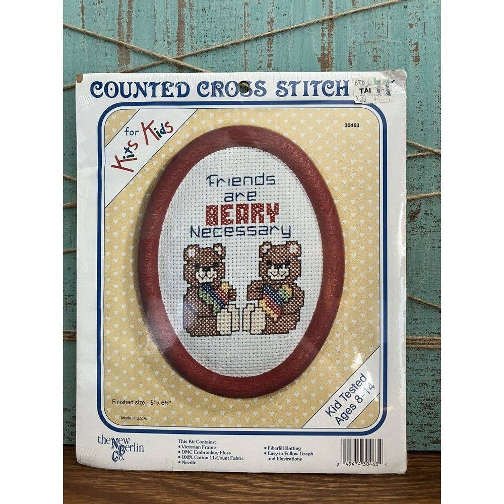 Vtg 1988 Friends Are Beary Necessary Cross Stitch Kit
